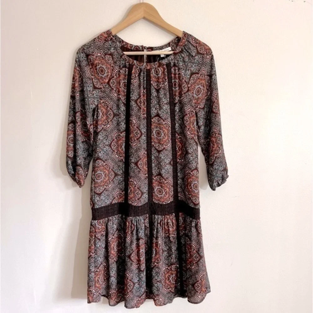 ⭐️⭐️Daniel Rainn Boho Drop Waist Crochet Accent Dress, NWT, Size Medium, - Picture 3 of 16